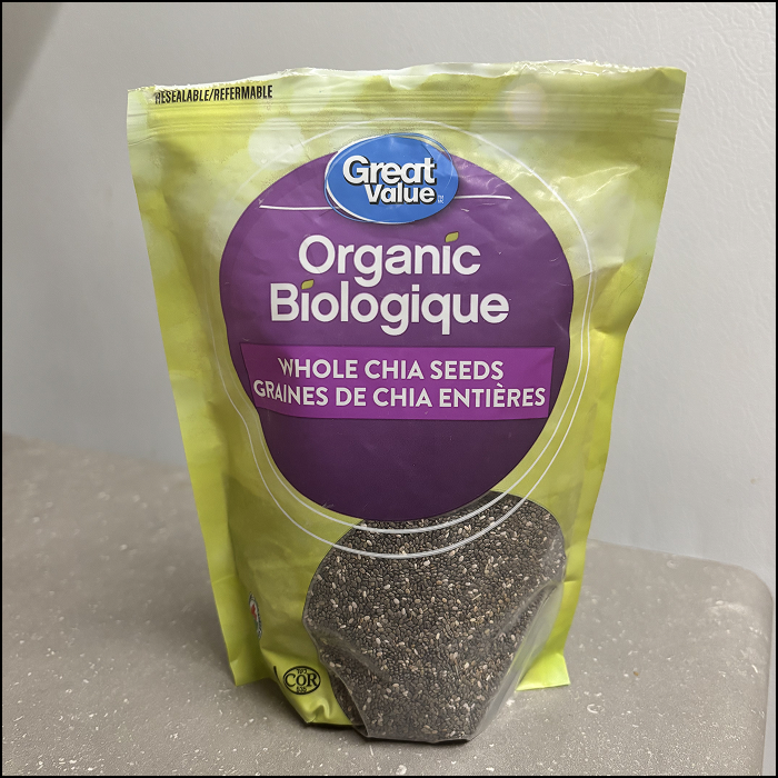 The sound of shaking a bag of chia seeds.