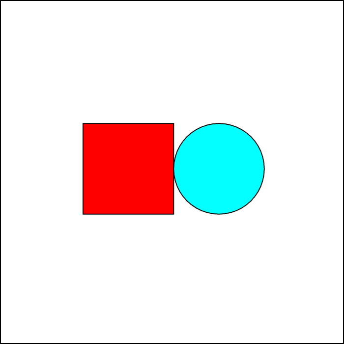 Moving the square and circle at the same time, changing colors of both to different colors everytime a keypad is pressed.