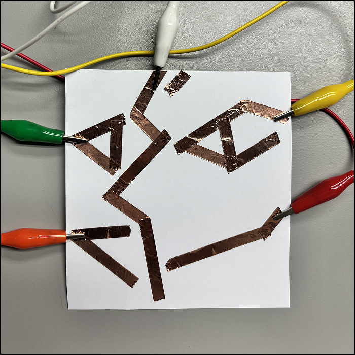 I made a Picasso-inspired pattern using copper tape.