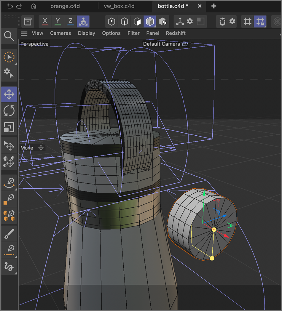 Process of modelling the water bottle
