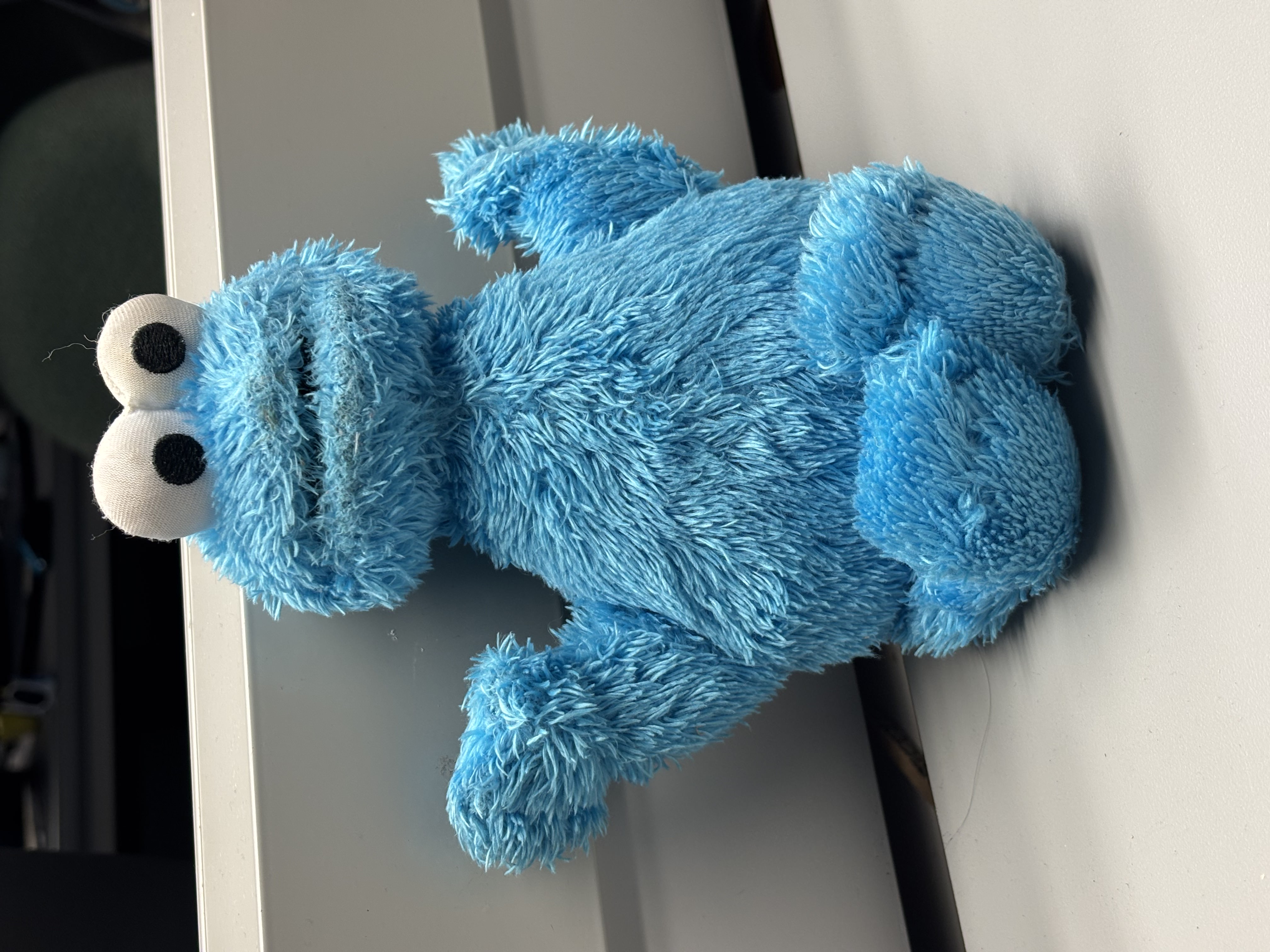 Cookie Monster: It has a refined material state, pliable material plasticity, and is used for entertainment. It is fluffy and soft to touch. Has blue, white and black color scheme.